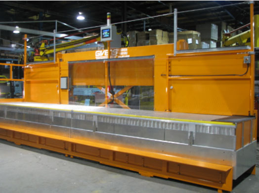 Height adjustable industrial lift platform for assembly lines from Givens Machine Systems